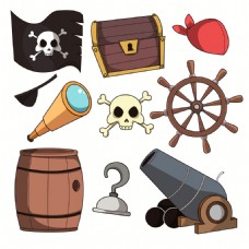 各种海盗元素装饰图标插图集合