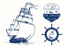 手绘航海素材图标
