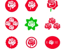 玫红色玫瑰9创意玫瑰矢量图标