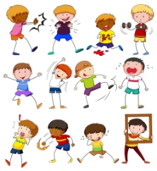儿童运动不同运动动作儿童插图矢量素材