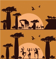 民族扁平创意非洲插画