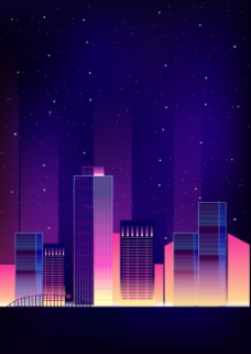 紫色大气城市背景