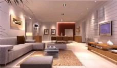 背景现代宽敞客厅模型效果图