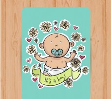 可爱男孩婴儿花卉装饰模板源文件