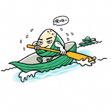 端午节粽子手绘卡通端午节划船的粽子素材