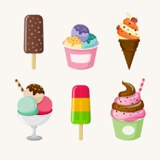 各种彩色美味的冰淇淋雪糕图标