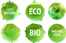 食品底纹绿色水彩底纹健康食品logo矢量素材