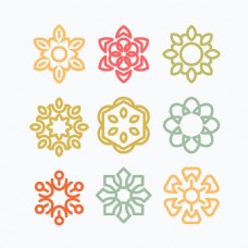 曼陀罗对称花朵平面设计图标