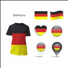 德国国旗元素t恤设计模板