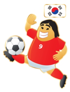 韩国足球卡通人物形象矢量图