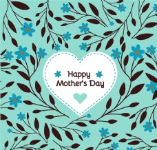 创意母亲节蓝色花卉贺卡矢量素材