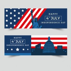 美国独立日自由女神国会大厦国旗背景
