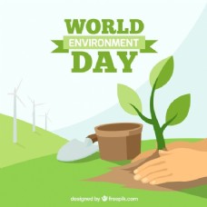 植物世界世界环境日与植物手的背景