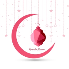 粉红色斋月星星月亮插图