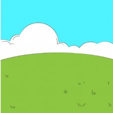 卡通绿色草地蓝天背景