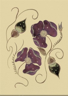 紫色水彩花朵插画