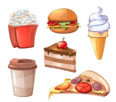 食物背景美食食物甜品冰淇淋卡通背景矢量装饰素材