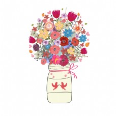 彩色花朵花瓶元素
