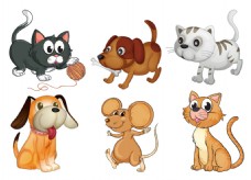 六只不同的卡通动物插图矢量素材