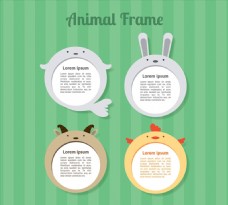 动物创意4款创意圆形动物边框矢量素材