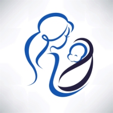 蓝色线条母婴标志图片