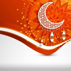 优雅的橙色斋月伊斯兰插图