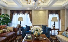 美发厅设计美式豪华客厅茶几沙发设计图