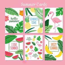 淘宝海报水果植物叶子装饰图案夏季卡片