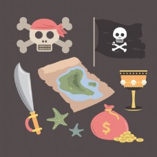 头骨与宝藏地图其他海盗元素图标