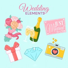 点缀背景美丽的婚礼主题元素插图图标