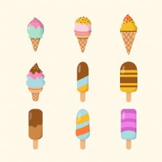 手绘彩色卡通风格冰淇淋雪糕插图系列