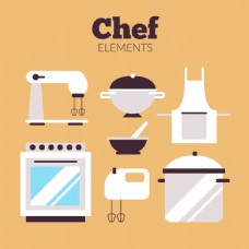 厨房设计各种厨房电器物品平面设计素材