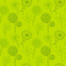 矢量花卉矢量线稿花卉绿色背景图案