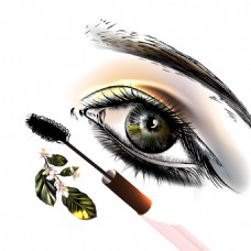 化妆品水彩手绘女人化妆后的眼睛矢量素材