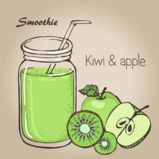 绿色苹果猕猴桃汁素材