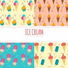 手绘各种冰淇淋雪糕图案平面设计素材