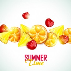 夏日暑假水果矢量图
