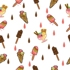 手绘各种冰淇淋装饰图案背景