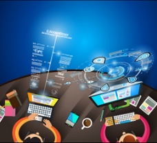 数字科技蓝色科技数字电脑背景图