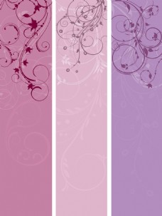 三个柔和色调的紫色花卉面板设计