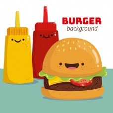 汉堡果酱表情插图背景
