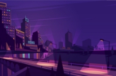 紫色城市高楼背景图