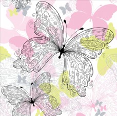 蝴蝶彩绘线描图