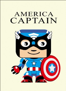 卡通人物矢量卡通美国队长人物插画