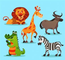 5款卡通非洲动物矢量素材