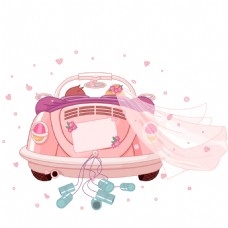 梦幻粉色汽车元素