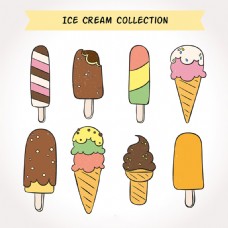 不同种类的手绘风格冰淇淋插图图标矢量素材