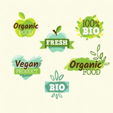手绘环保绿色健康贴纸标签
