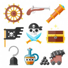 各种海盗物品元素平面设计素材