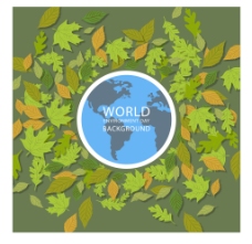 世界环境日绿色树叶矢量